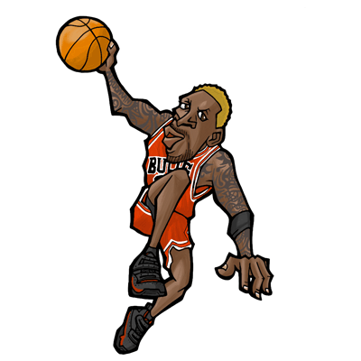 NBA illustration/NBA Caricature（NBA イラスト）Dennis Rodman（デニス・ロッドマン）