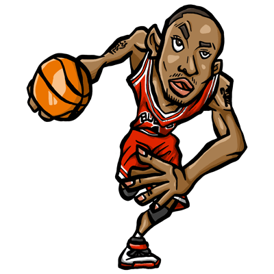 NBA illustration/NBA Caricature（NBA イラスト）Derrick Rose（デリック・ローズ）