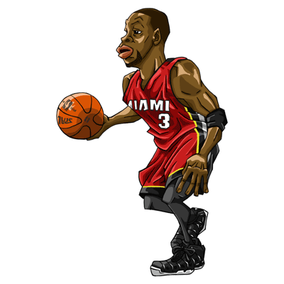 NBA illustration/NBA Caricature（NBA イラスト）Dwyane Wade（ドウェイン・ウェイド）