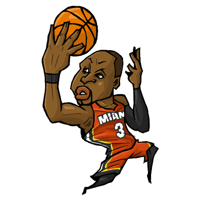 NBA illustration/NBA Caricature（NBA イラスト）Dwyane Wade（ドウェイン・ウェイド）