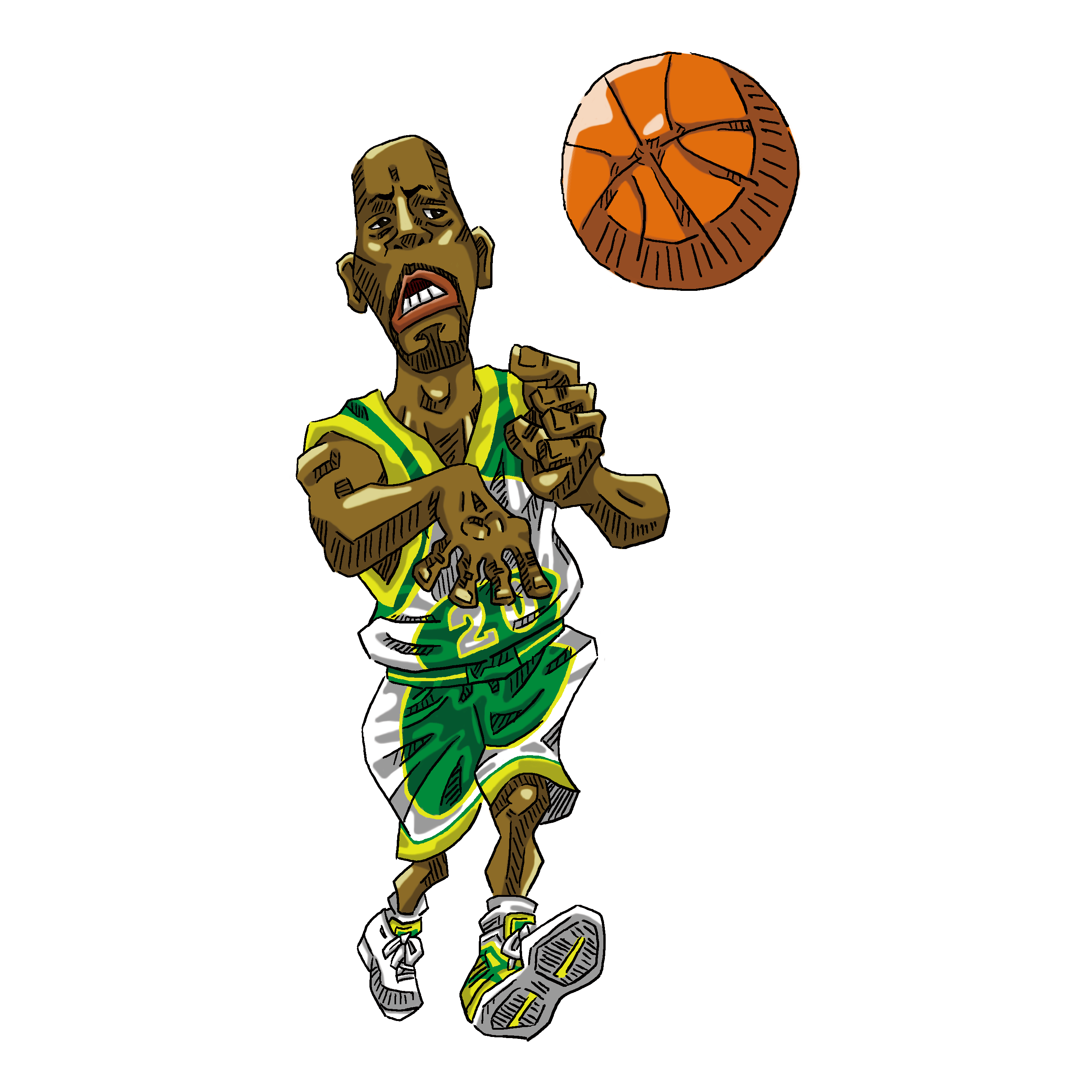 NBA illustration/NBA Caricature（NBA イラスト）Gary Payton（(ゲイリー・ペイトン）