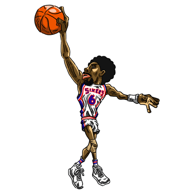 NBA illustration/NBA Caricature（NBA イラスト）Julius Erving（ジュリアス・アービング）